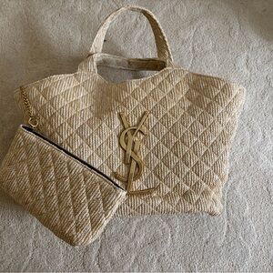 COPY Yves Saint Laurent Tan Quilted Tote